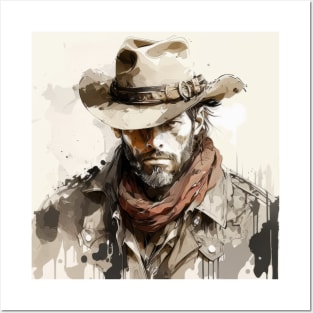 Western Cowboy Portrait Painting Historic Adventure Posters and Art